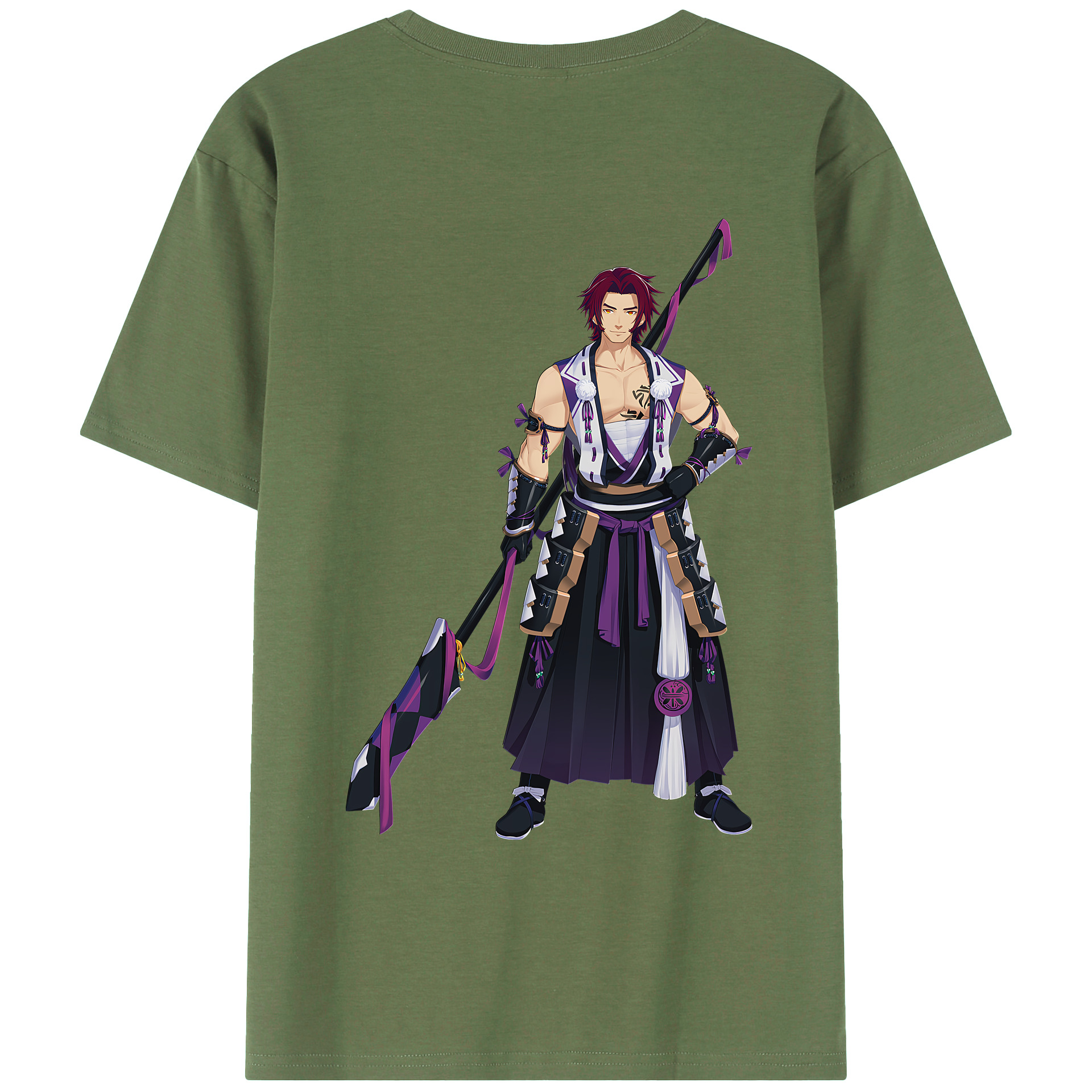 （画像用） 刀剣乱舞 Touken Ranbu 綿100％ メンズ半袖Tシャツ（バックプリント） 通気性